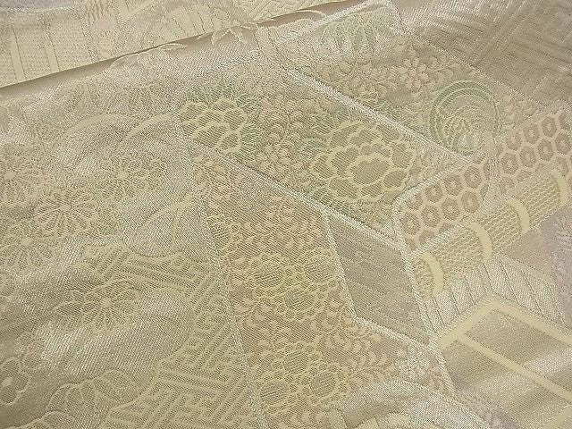 平和屋着物■六通柄袋帯 桃山絵巻文様 プラチナ箔 逸品 n-sx1207