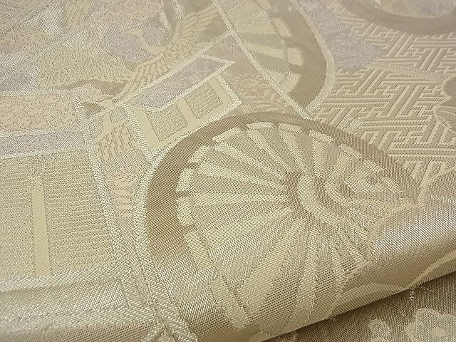平和屋着物■六通柄袋帯 桃山絵巻文様 プラチナ箔 逸品 n-sx1207