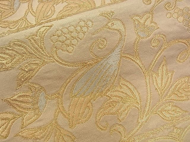 平和屋着物■六通柄袋帯 葡萄蔦の葉鳥文 金銀糸 逸品 n-sx1209