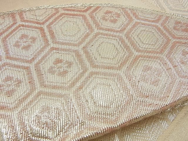 平和屋着物■六通柄袋帯 地紙重ね吉祥亀甲文 銀糸 逸品 n-sx1304