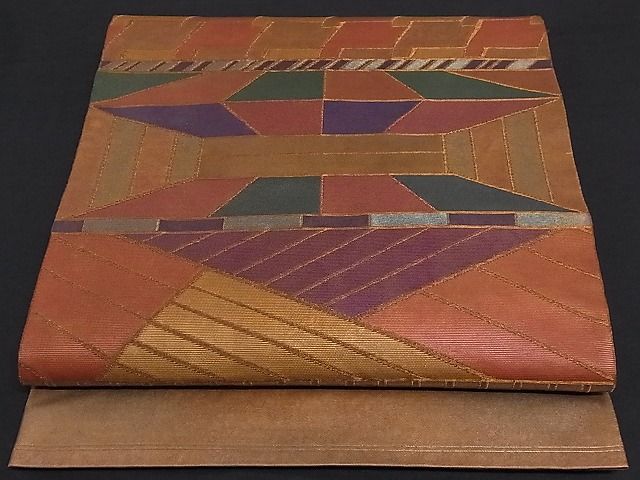 平和屋着物■太鼓柄袋帯 幾何学模様 引箔 正絹 逸品 A-sx6433