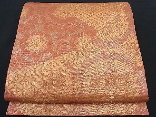 平和屋着物■六通柄袋帯 向かい鳳凰吉祥花文 金糸 逸品 n-th1257