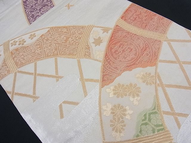平和屋着物■六通柄袋帯 エ霞籬吉祥文 金銀糸 三越扱い 逸品 n-th1262