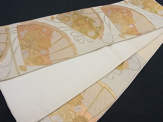 平和屋着物■六通柄袋帯 扇子花文 金糸 逸品 n-th1266