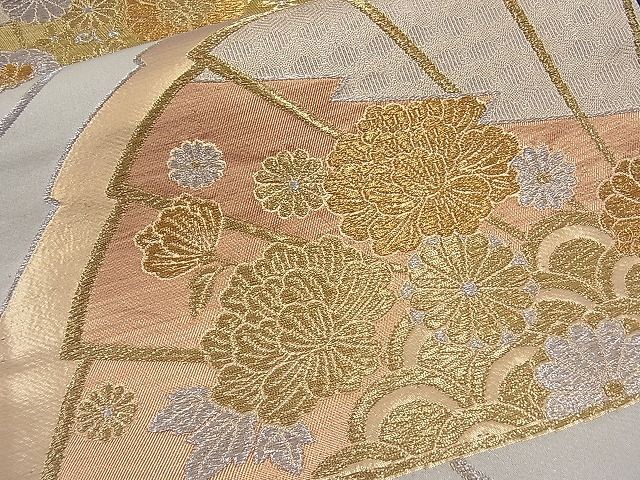 平和屋着物■六通柄袋帯 扇子花文 金糸 逸品 n-th1266