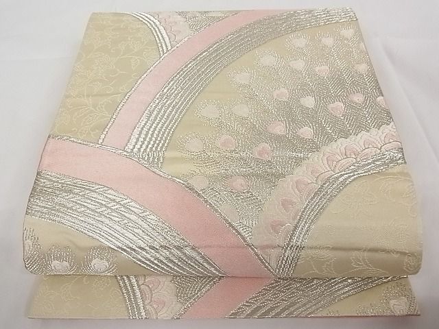 平和屋着物■六通柄袋帯 孔雀羽文 正絹 逸品 A-tn2249