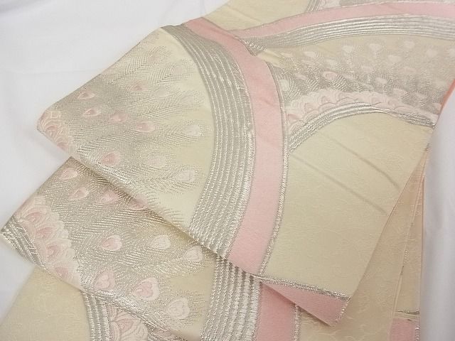 平和屋着物■六通柄袋帯 孔雀羽文 正絹 逸品 A-tn2249