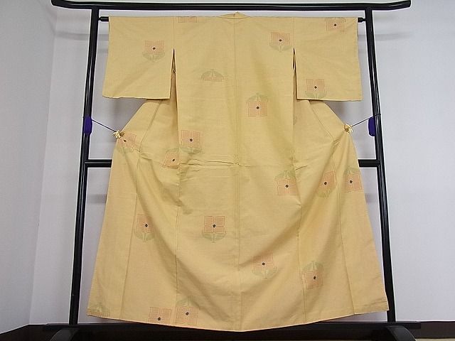 平和屋着物■上質な紬 80亀甲 草花文 逸品 ua2308