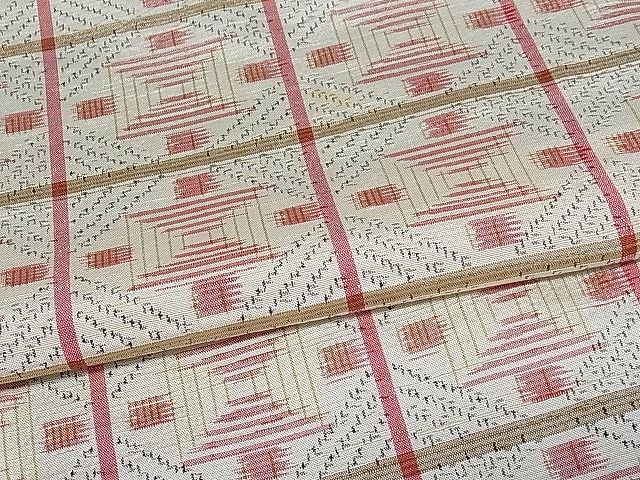 平和屋着物■上質な紬 格子吉祥文 逸品 ua4097