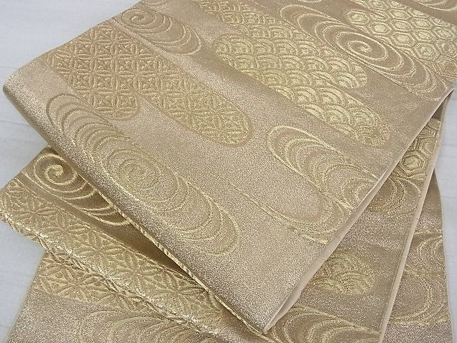 平和屋着物■六通柄袋帯 霞取り流水吉祥文 金糸 逸品 ud0939