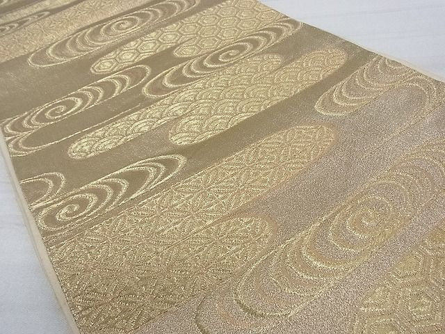 平和屋着物■六通柄袋帯 霞取り流水吉祥文 金糸 逸品 ud0939