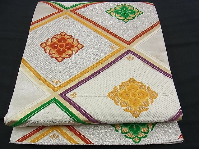 平和屋着物■六通柄袋帯 唐織 花菱文 銀糸 逸品 n-ui0278