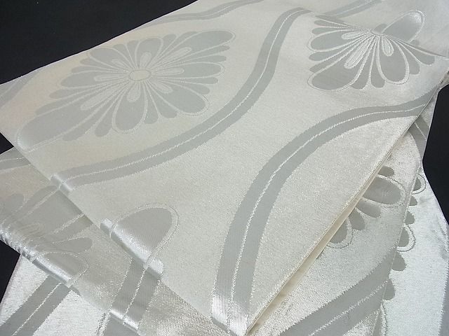 平和屋着物■全通柄袋帯 立涌花文 銀糸 逸品 uw0198