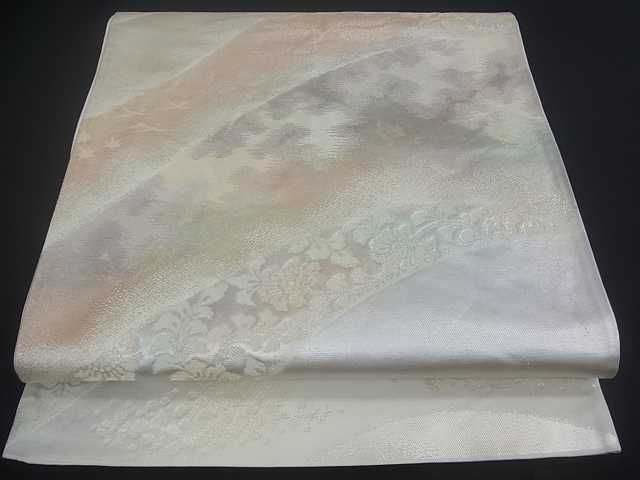 平和屋着物■六通柄袋帯 重ね山花鳥文 金銀糸 逸品 uw0328