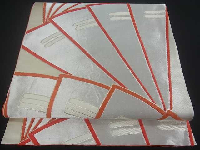 平和屋着物■六通柄袋帯 檜扇文 金銀糸 逸品 uw0330