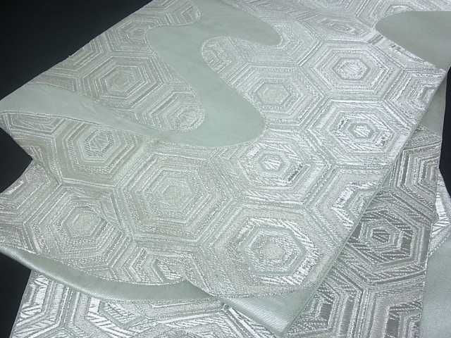 平和屋着物■六通柄袋帯 流水亀甲文 銀糸 逸品 uw0342