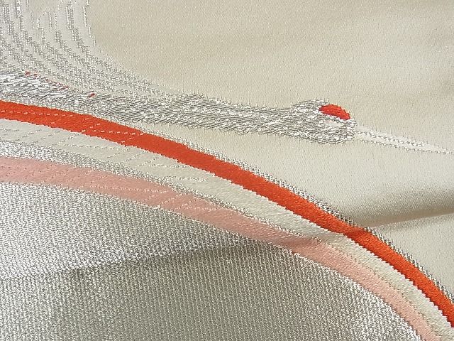 平和屋着物■六通柄袋帯 飛鶴文 銀糸 逸品 uw0364