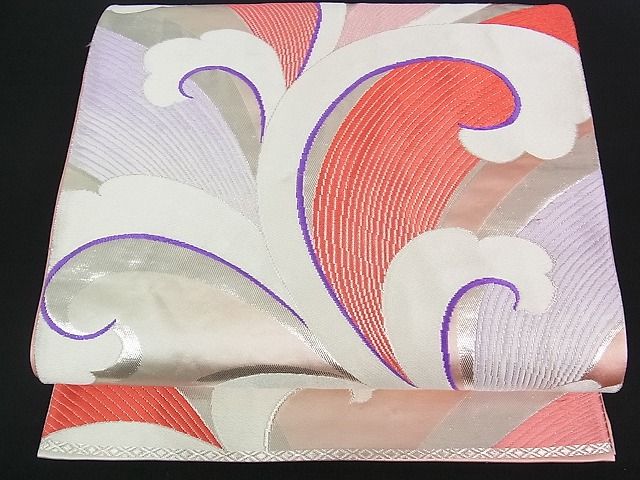 平和屋着物■六通柄袋帯 彩美 唐草文 銀糸 逸品 uw0576