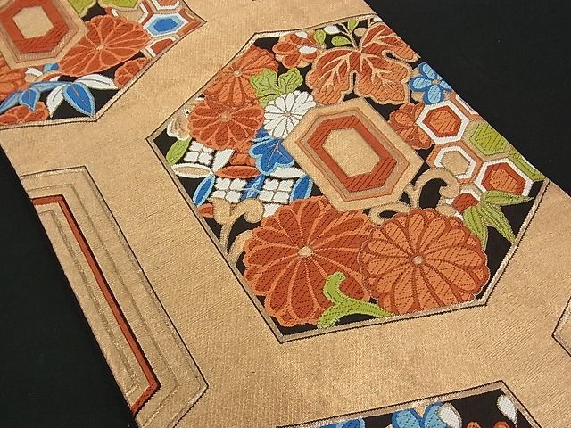 平和屋着物■六通柄袋帯 亀甲花文 金銀糸 逸品 uw0581