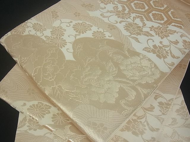 平和屋着物■六通柄袋帯 雲取り立波花文 金糸 逸品 uw0614