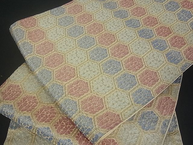 平和屋着物■六通柄袋帯 亀甲花文 金糸 逸品 uw0627