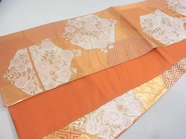平和屋着物■六通柄袋帯 吉祥草花文 金糸 逸品 uw0663