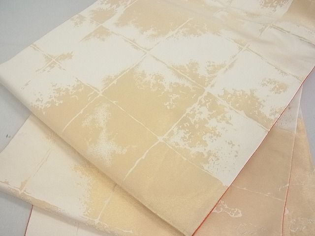 平和屋着物■両面全通柄袋帯 格子霞文 金糸 逸品 uw0667