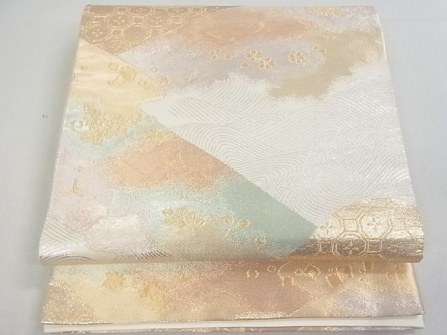 平和屋着物■六通柄袋帯 立波舞花文 金銀糸 逸品 uw0668