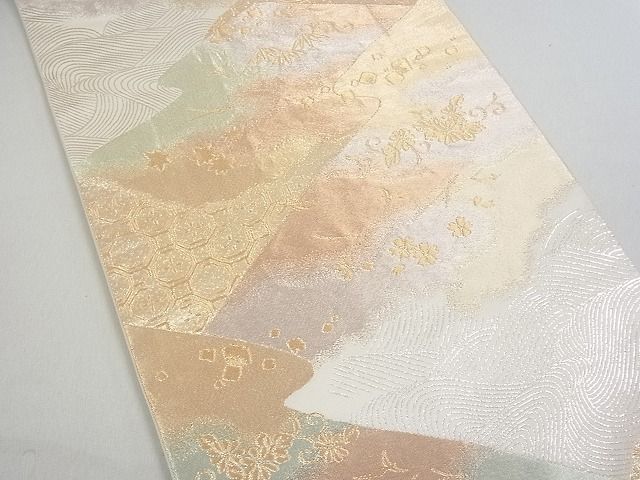 平和屋着物■六通柄袋帯 立波舞花文 金銀糸 逸品 uw0668