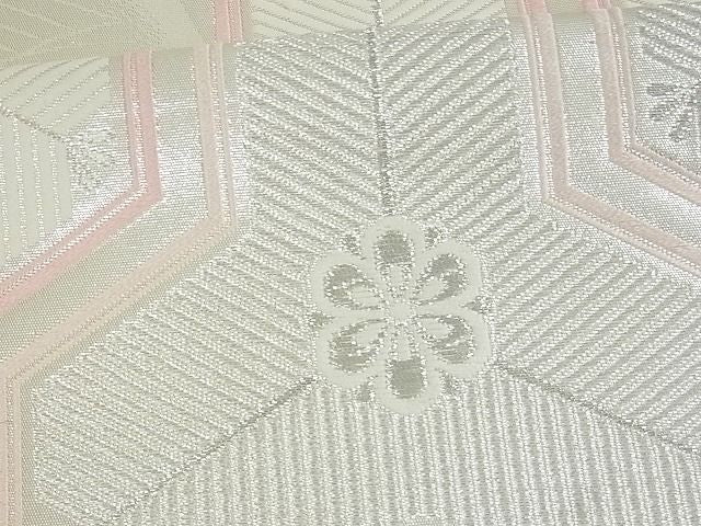 平和屋着物■西陣 六通柄袋帯 亀甲松葉花文 銀糸 証紙付き 逸品 uw0670