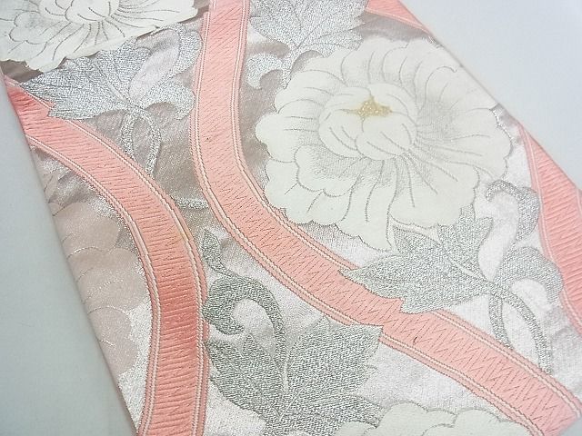 平和屋着物■六通柄袋帯 正倉院天井花文 銀糸 逸品 uw0702