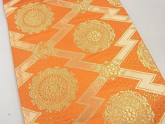 平和屋着物■六通柄袋帯 松皮菱花文 金糸 逸品 uw0853