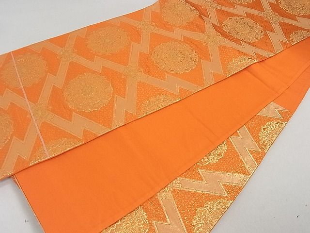 平和屋着物■六通柄袋帯 松皮菱花文 金糸 逸品 uw0853