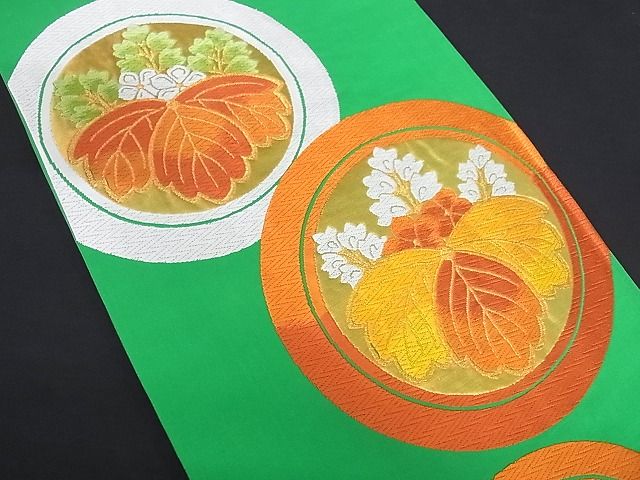平和屋着物■六通柄袋帯 唐織 桐 金糸 正絹 逸品 A-uw1952