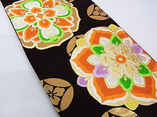平和屋着物■六通柄袋帯 唐織 正倉院花文 金銀糸 正絹 逸品 A-uw2610