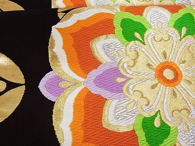平和屋着物■六通柄袋帯 唐織 正倉院花文 金銀糸 正絹 逸品 A-uw2610
