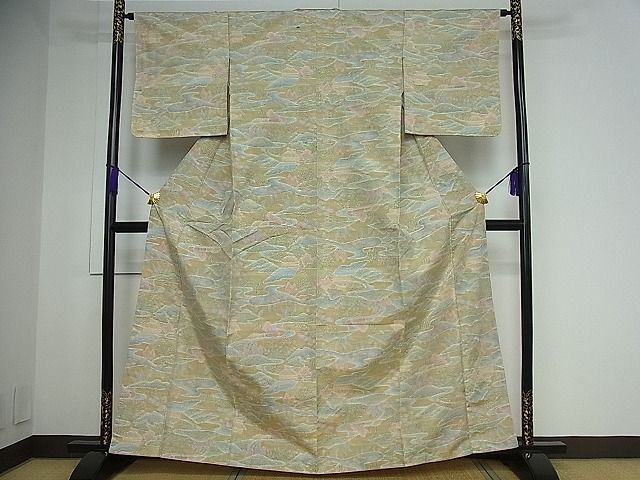 平和屋着物■上質な紬 遠山流水文 逸品 vf3050