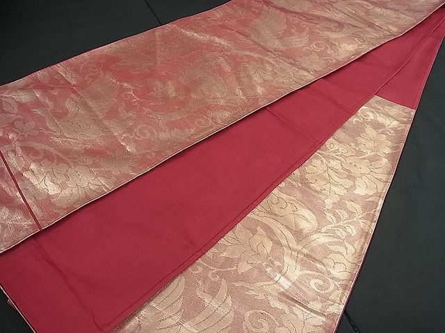平和屋着物■六通柄袋帯 動物花唐草文 金糸 逸品 vf3940