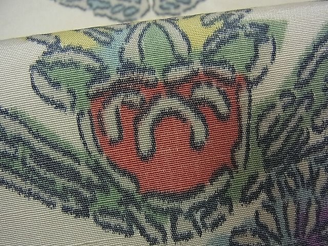平和屋着物■全通柄袋帯 紬地 亀甲花文 逸品 vf4747