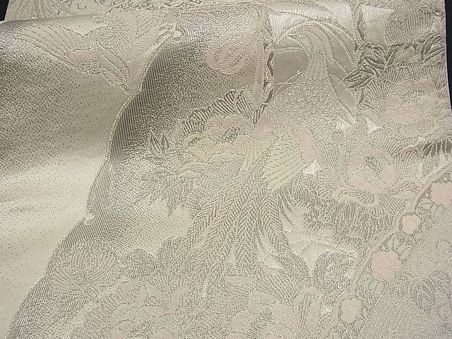 平和屋着物■六通柄袋帯 唐織 孔雀吉祥雪輪花文 銀糸 逸品 n-vz0094
