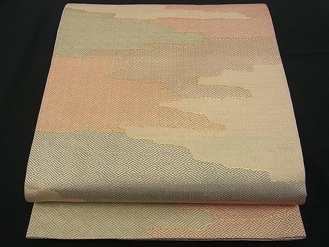 平和屋着物■佐賀錦織 六通柄袋帯 エ霞吉祥文 金糸 逸品 n-vz0111