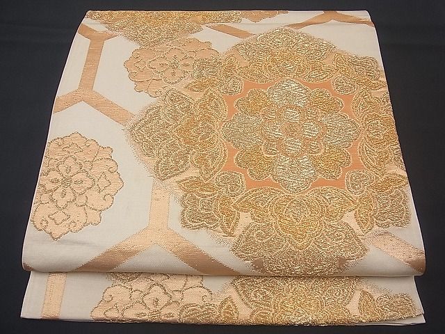 平和屋着物■六通柄袋帯 花菱亀甲文 金糸 逸品 n-vz0302
