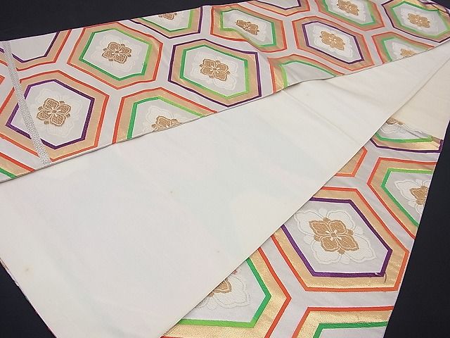 平和屋着物■六通柄袋帯 唐織 花菱亀甲 金糸 逸品 n-vz0460