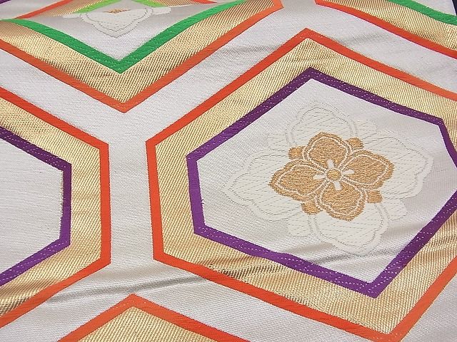 平和屋着物■六通柄袋帯 唐織 花菱亀甲 金糸 逸品 n-vz0460