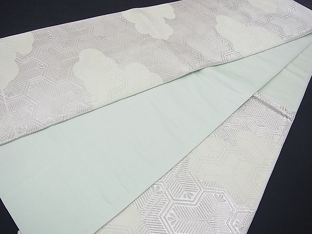 平和屋着物■六通柄袋帯 唐織 雲取り毘沙門亀甲文 銀糸 逸品 n-vz0477
