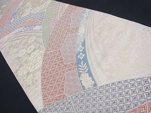 平和屋着物■西陣 六通柄袋帯 唐織 吉祥秋草文 銀糸 逸品 n-vz0496