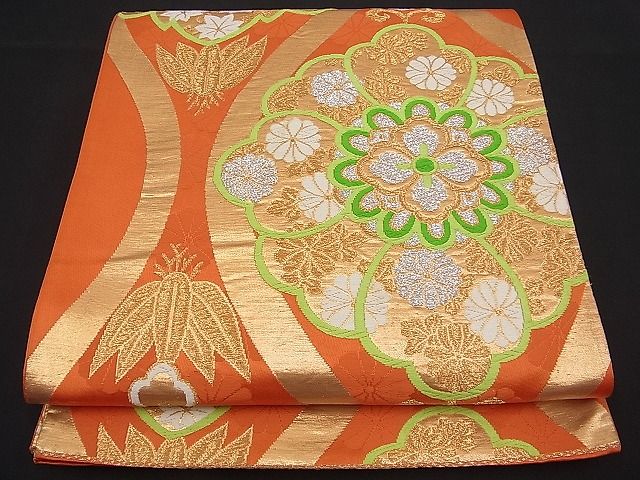平和屋着物■六通柄袋帯 唐織 立涌花菱文 金銀糸 逸品 n-vz0500