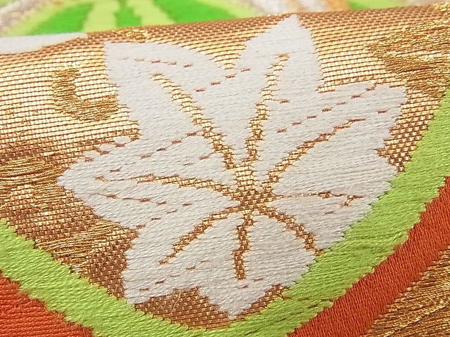 平和屋着物■六通柄袋帯 唐織 立涌花菱文 金銀糸 逸品 n-vz0500