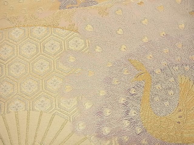 平和屋着物■六通柄袋帯 扇面孔雀文 金銀糸 逸品 n-wb0173