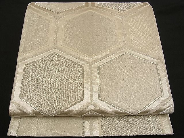 平和屋着物■六通柄袋帯 亀甲文 銀糸 逸品 n-wb0696